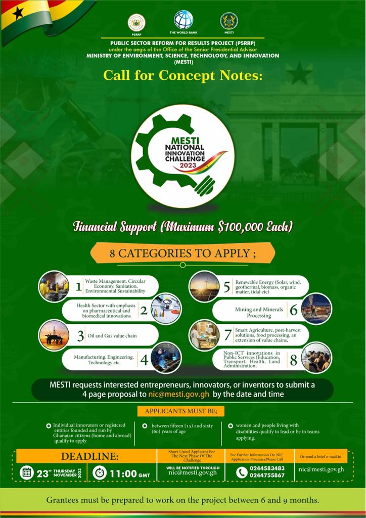 Empowering Entrepreneurs: The National Innovation Challenge in Ghana Offers $100,000 for Innovative Solutions